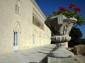 the balcony with flowers of Donnafugata Castle